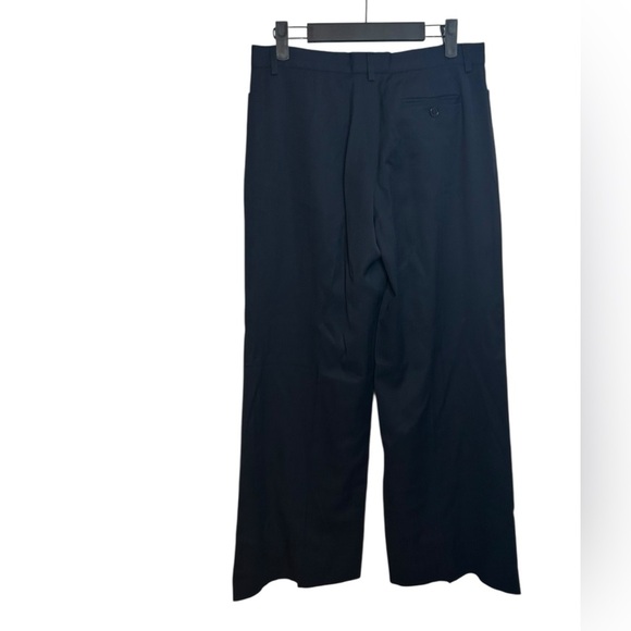 Emporio Armani Deep Navy Blue Wool Wide Leg Pants - Picture 2 of 5